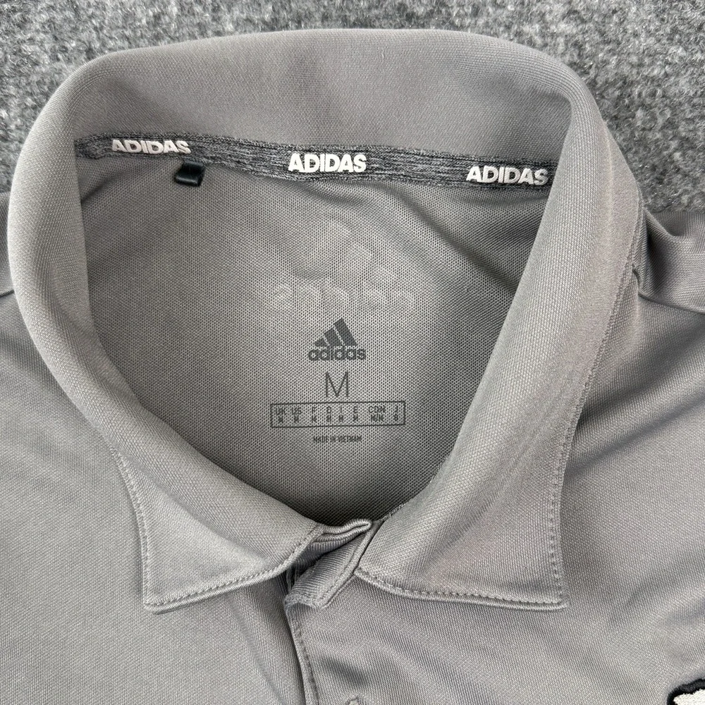 Adidas Golf Polo Shirt Mens Medium Performance‎ Gray Moisture Wicking
